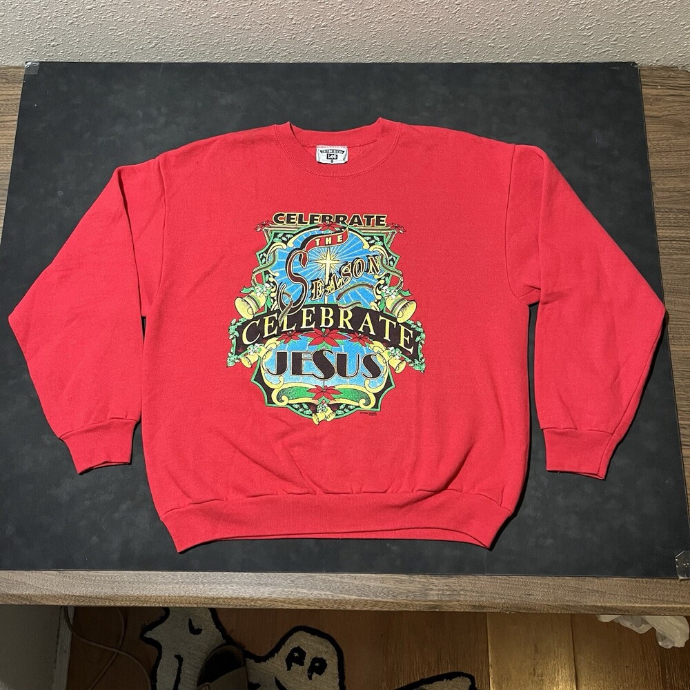 Jesus Sweatshirt Vintage Living Epistles USA Made 90s Celebrate Christmas Bells